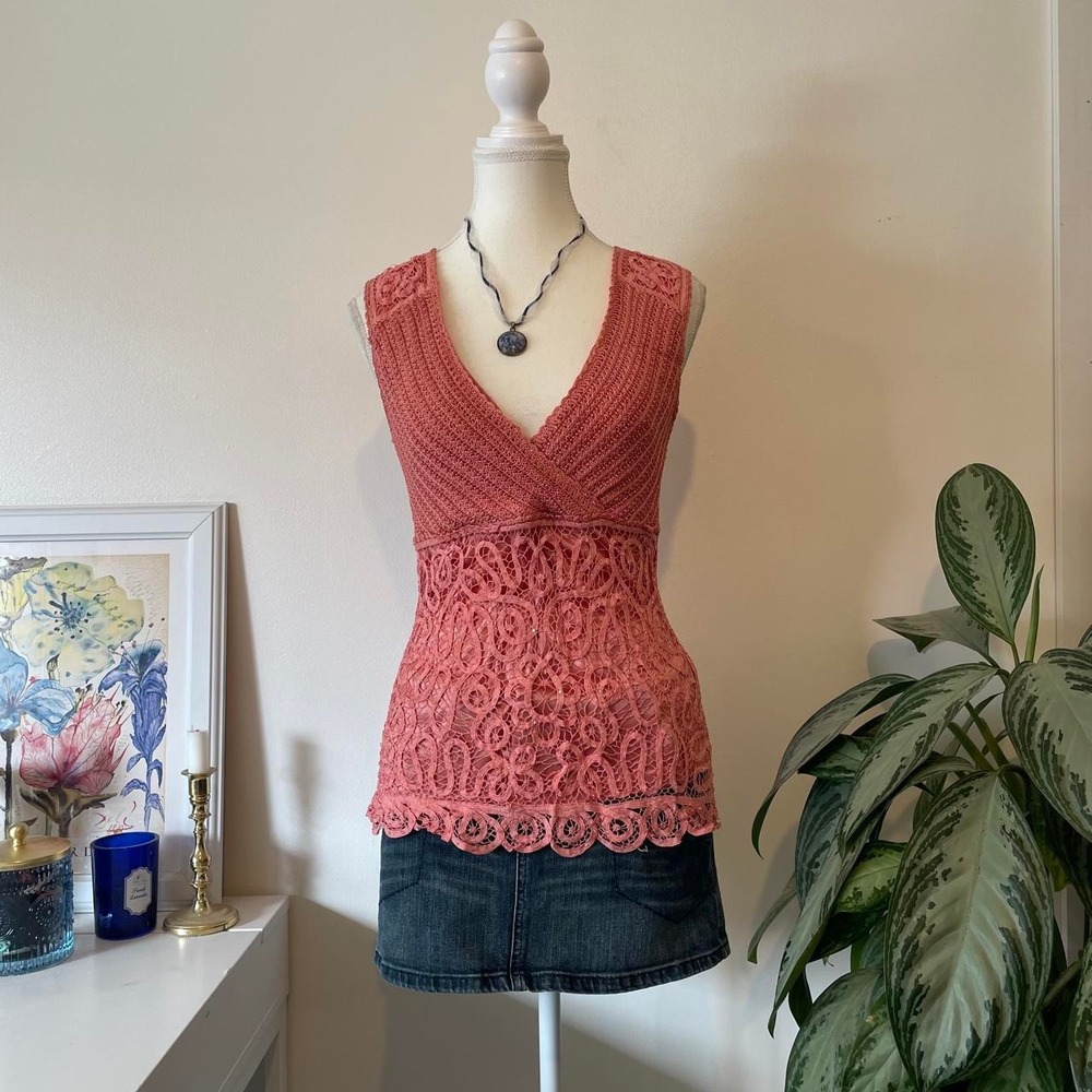 Vintage Le Chateau Beaded Milkmaid Blouse Womens sz M Mermaid Fairycore